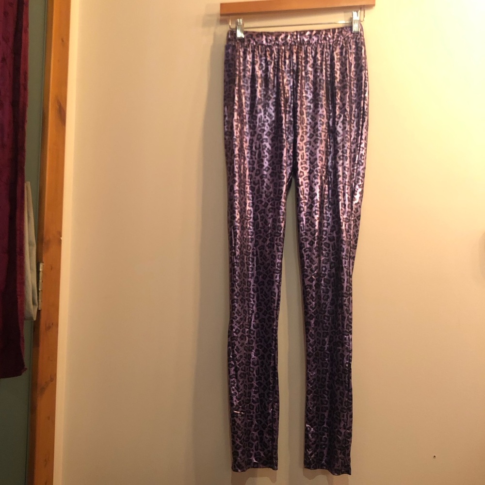 2 for 25$ Dolls Kill Shiny metallic purple and black cheetah print leggings S/M